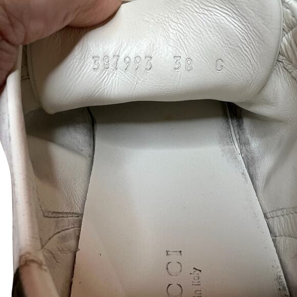 Gucci Ace Web Stripe Sneakers White Leather Low Top EU 38 US 8 - Picture 10 of 13